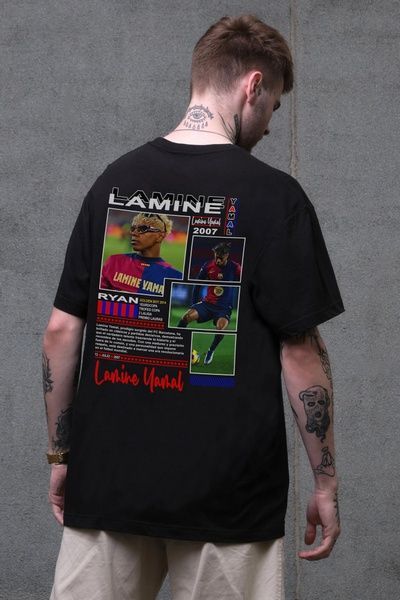 Чоловіча Оверсайз Футболка Without З Принтом Lamine Yamal Black 8056257 фото