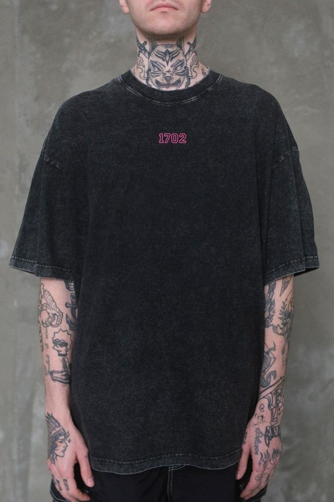 Чоловіча Виварена Оверсайз Футболка Without Washed З Принтом Mistake Black 8049614 фото