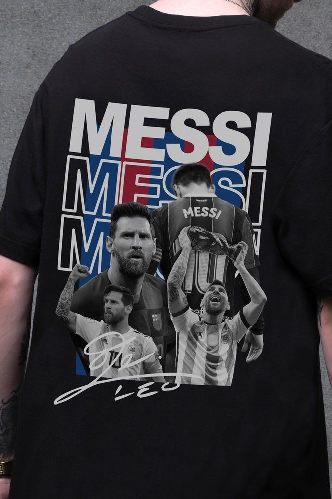 Чоловіча Оверсайз Футболка Without З Принтом Messi Black 8056261 фото