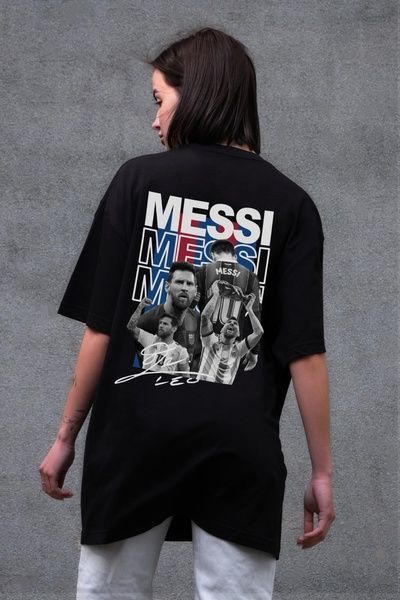 Жіноча Оверсайз Футболка Without З Принтом Messi Black 8056262 фото