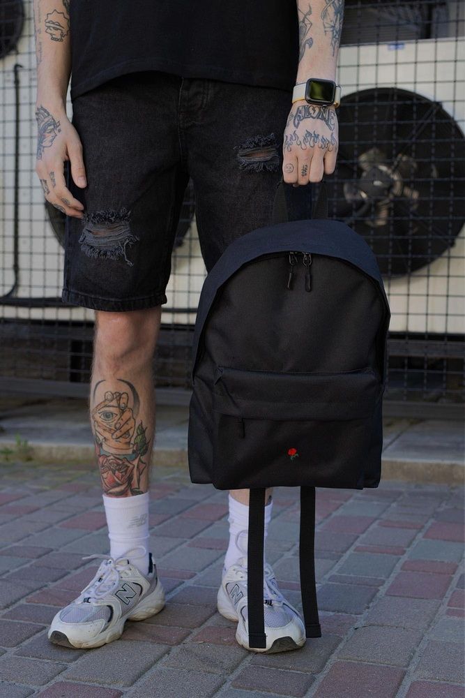 Чоловічий Повсякденний Рюкзак Шкільний Without Compact З Принтом Rose Black 8049982 фото