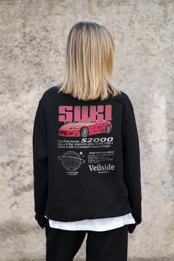 Женский Утепленный Оверсайз Свитшот На Флисе С Принтом Without Suki Black 8055659 фото