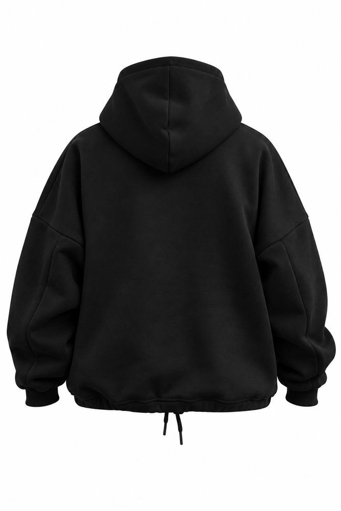 Жіноче Чорне Оверсайз Худі Толстовка На Флісі З Капюшоном Without Art 27 Onesize 8056715 фото