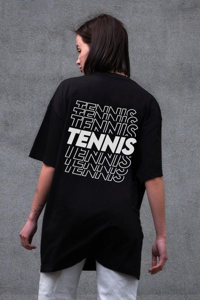 Жіноча Оверсайз Футболка Without З Принтом Tennis Black 8056296 фото