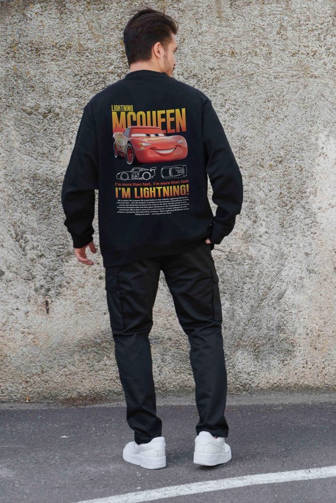 Чоловічий Утеплений Оверсайз Світшот На Флісі З Принтом Without Mcqueen Black 8055630 фото