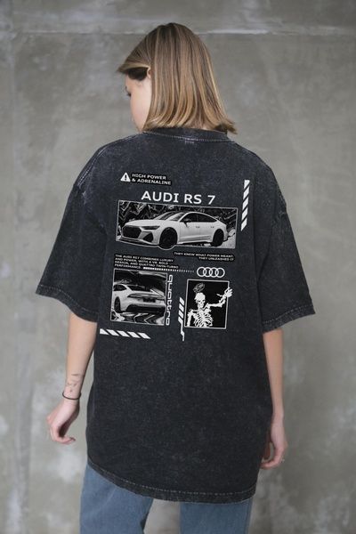 Жіноча Виварена Оверсайз Футболка Without Washed З Принтом Audi RS7 Black 8056317 фото