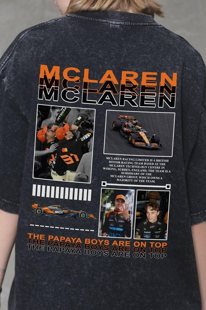 Женская Варёная Оверсайз Футболка Without Washed с Принтом Papaya Boys McLaren Black 8056367 фото
