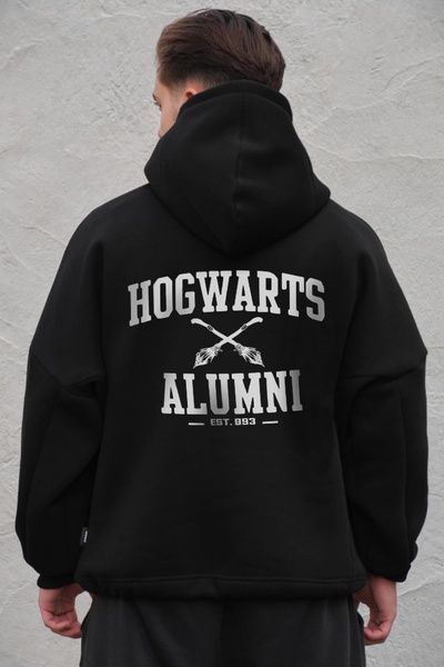 Мужское Оверсайз Худи Толстовка На Флисе С Капюшоном И Принтом Without Alumni Black 8056083 фото