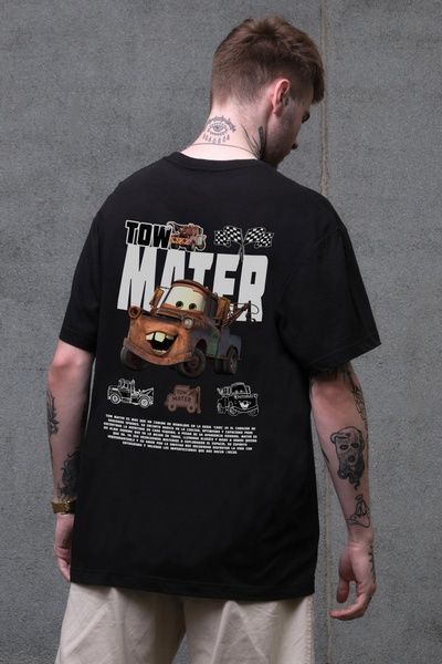 Чоловіча Оверсайз Футболка Without З Принтом Tow Mater Black 8056297 фото