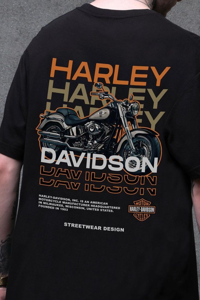 Чоловіча Оверсайз Футболка Without З Принтом Harley Black 8056247 фото
