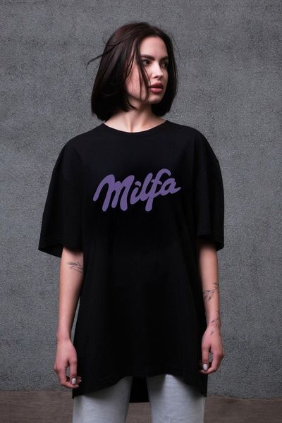 Жіноча Оверсайз Футболка Without З Принтом Milfa Black 8056264 фото