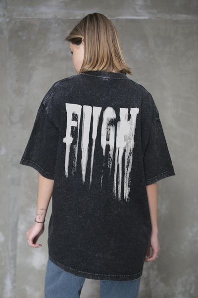Жіноча Виварена Оверсайз Футболка Without Washed З Принтом Fight Black 8056145 фото