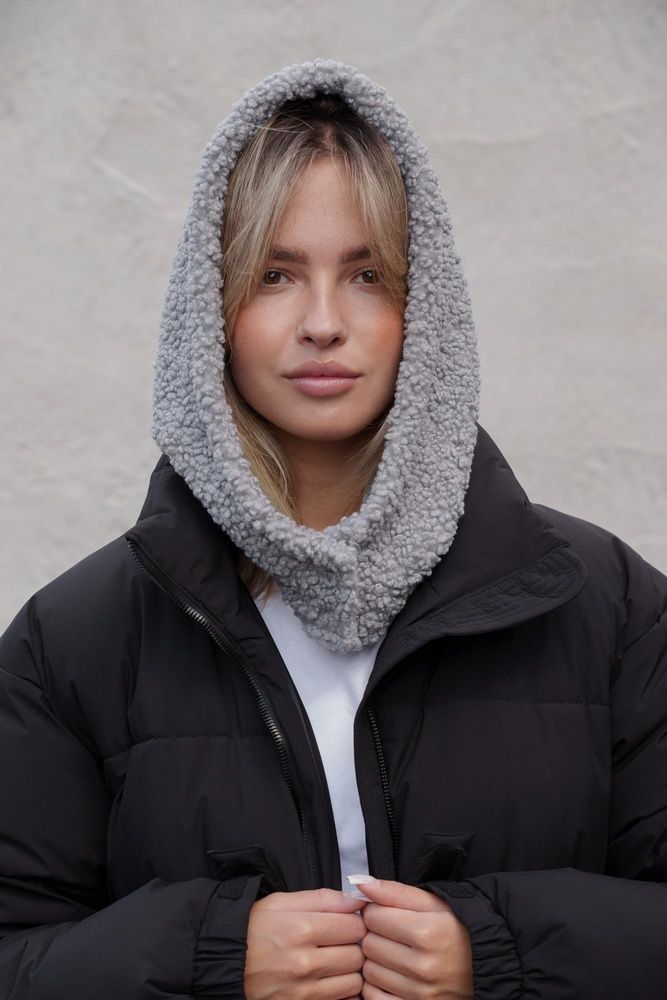 Тепла Шапка Капюшон Капор Теді На Флісі Without Bonnet Gray Woman 8055918 фото
