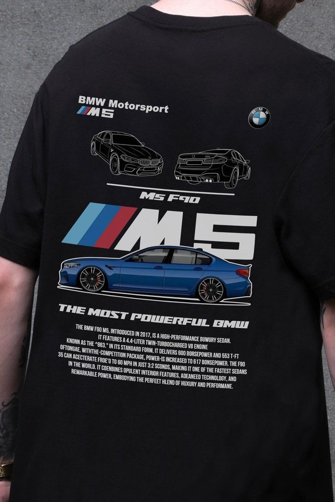 Чоловіча Оверсайз Футболка Without З Принтом BMW M5 F90 Black 8056231 фото