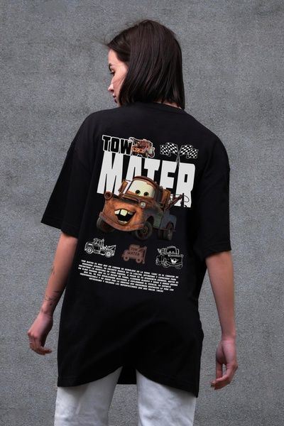 Жіноча Оверсайз Футболка Without З Принтом Tow Mater Black 8056298 фото