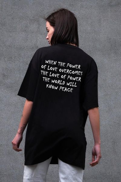 Жіноча Оверсайз Футболка Without З Принтом Power Peace Black 8056282 фото