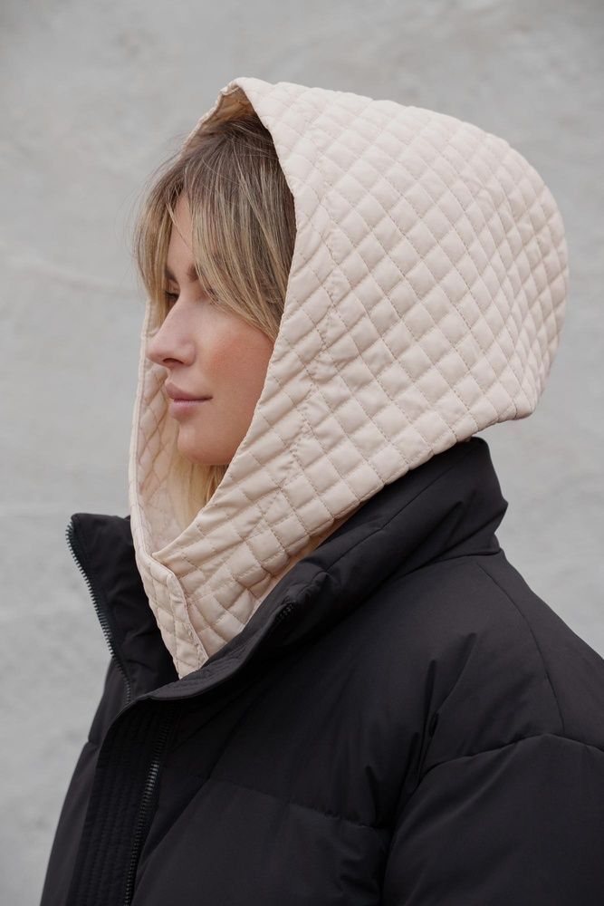 Тепла Шапка Капюшон Капор На Флісі В Велику Клітинку Without Jesica Beige Woman 8055921 фото