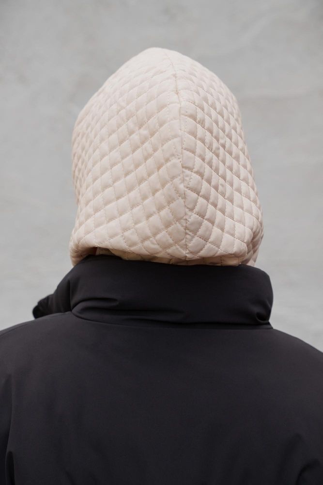 Тепла Шапка Капюшон Капор На Флісі В Велику Клітинку Without Jesica Beige Woman 8055921 фото