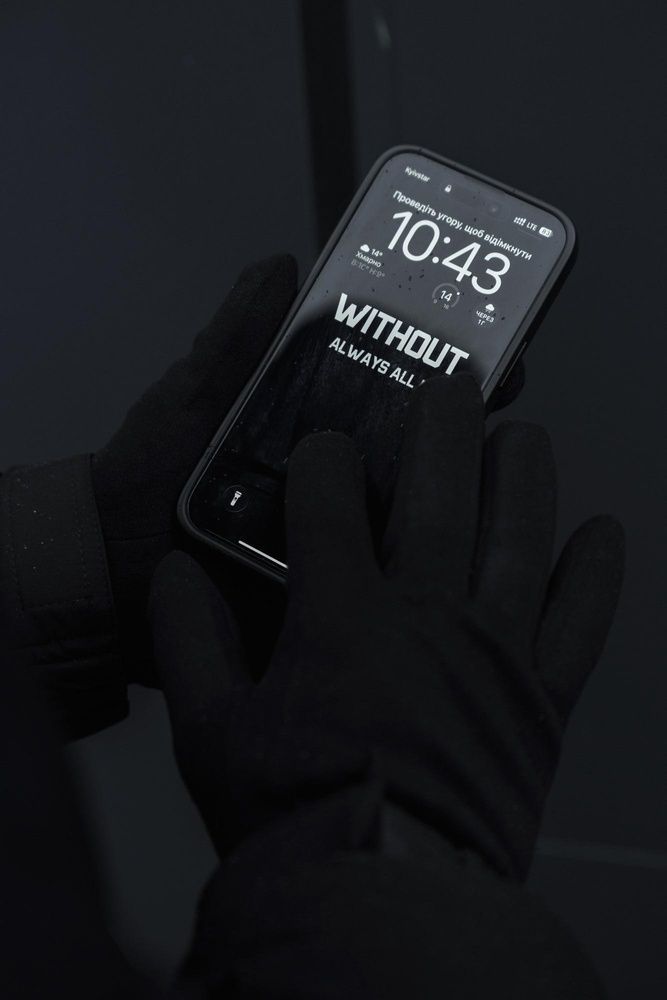 Чоловічі Трикотажні Сенсорні Перчатки На Хутрі Without Axiom Black 1-4 8056847 фото