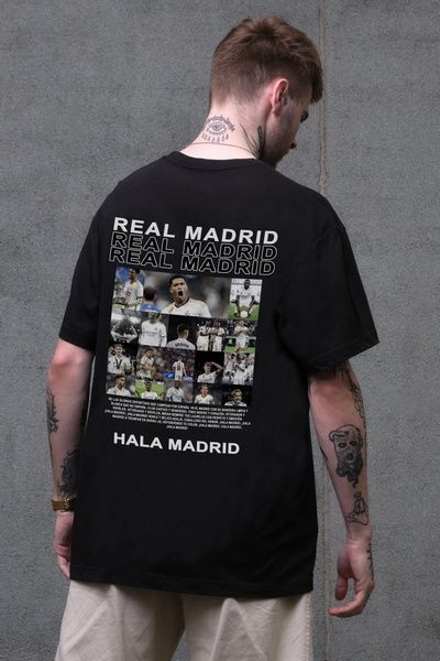 Чоловіча Оверсайз Футболка Without З Принтом Real Madrid Black 8056283 фото