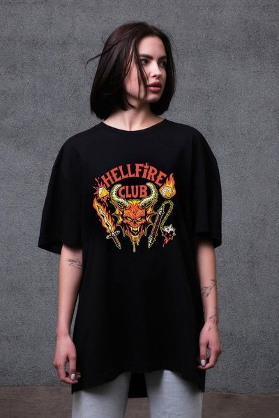 Жіноча Оверсайз Футболка Without З Принтом Hellfire Club Black 8056250 фото