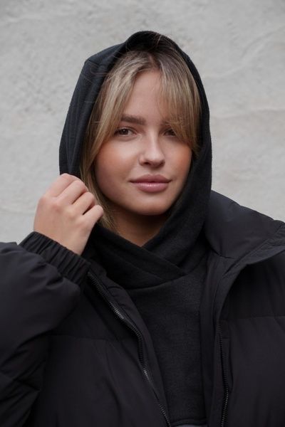 Тепла Шапка Капюшон Капор Текстильний На Флісі Without Mathilda Black Woman 8055927 фото