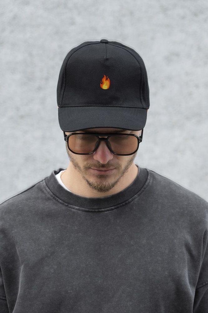 Чоловіча Кепка Бейсболка Тракер Without З Принтом Fire Black 8049747 фото