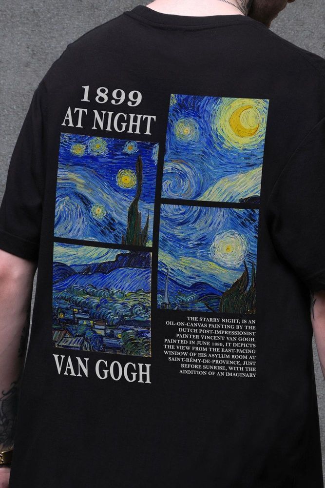 Чоловіча Оверсайз Футболка Without З Принтом Van Gogh Black 8056301 фото