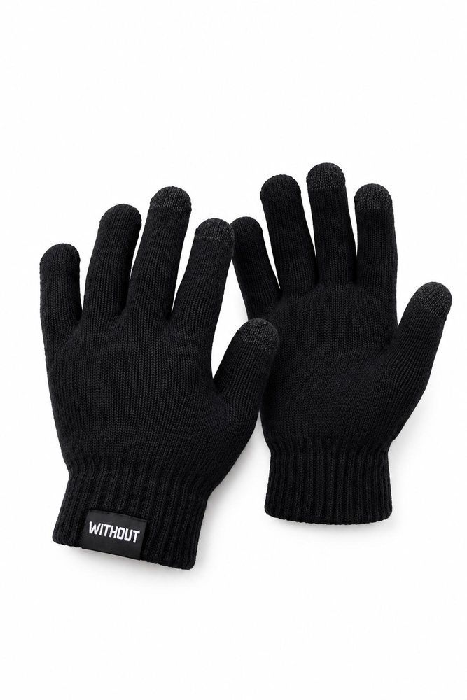 Унісекс Чорні Теплі Сенсорні Перчатки Для Смартфона Without Touch Logo 8056733 фото