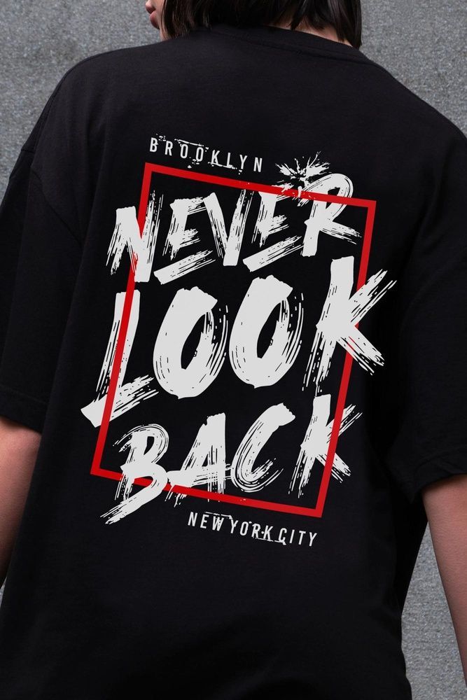 Жіноча Оверсайз Футболка Without З Принтом Never Look Black 8056268 фото