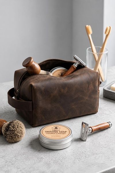 Шкіряна Косметичка Несесер Із Натуральної Шкіри Without Sakvoyaj Medium Brown 8056609 фото