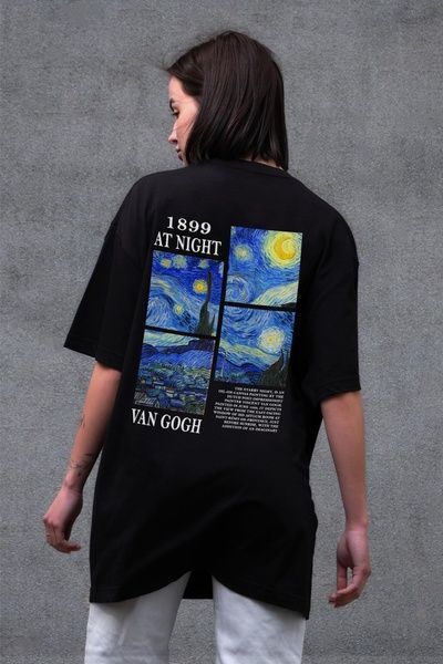 Жіноча Оверсайз Футболка Without З Принтом Van Gogh Black 8056302 фото