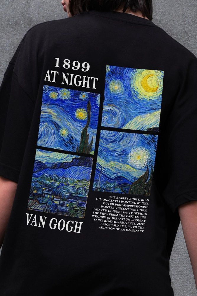 Жіноча Оверсайз Футболка Without З Принтом Van Gogh Black 8056302 фото