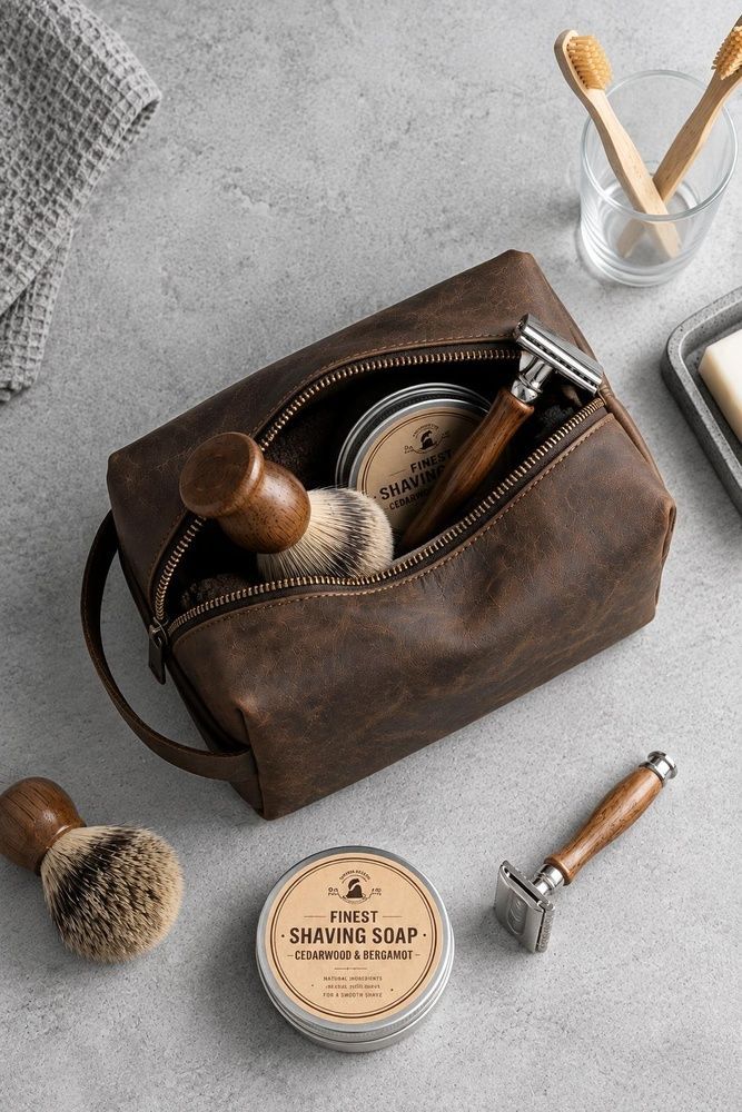 Шкіряна Косметичка Несесер Із Натуральної Шкіри Та Карманом Without Sakvoyaj Medium Brown 8056611 фото