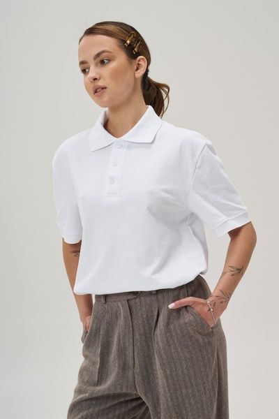 Жіноча Футболка Поло З Ґудзиками Теніска Without Polo White 8056216 фото