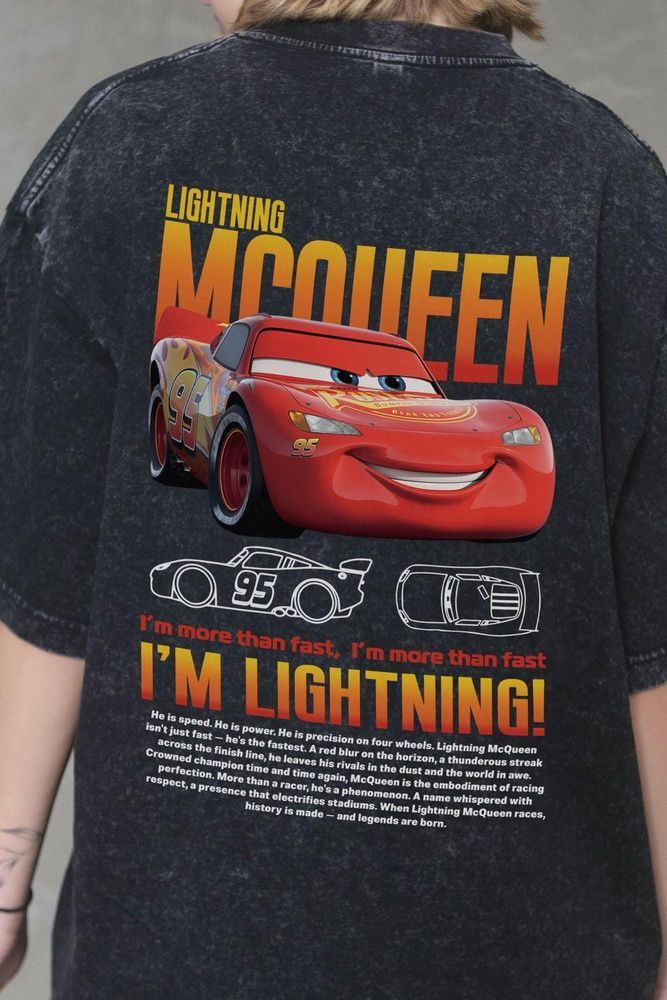 Жіноча Виварена Оверсайз Футболка Without Washed З Принтом Mcqueen Black 8056153 фото