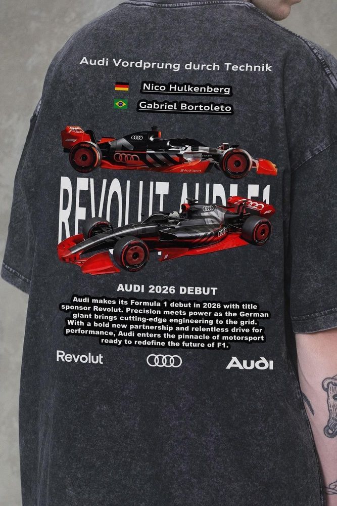Мужская Варёная Оверсайз Футболка Without Washed с Принтом Revolut Audi Black 8056376 фото