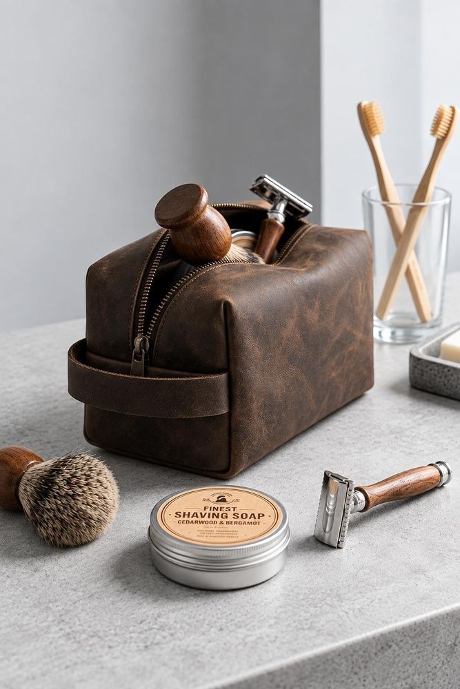 Шкіряна Косметичка Несесер Із Натуральної Шкіри Та Краманом Without Sakvoyaj Large Brown 8056612 фото