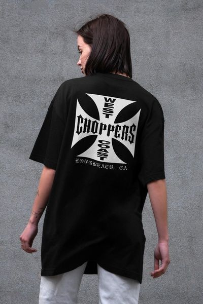 Женская Оверсайз Футболка С Принтом Without Choppers Black 8049451 фото