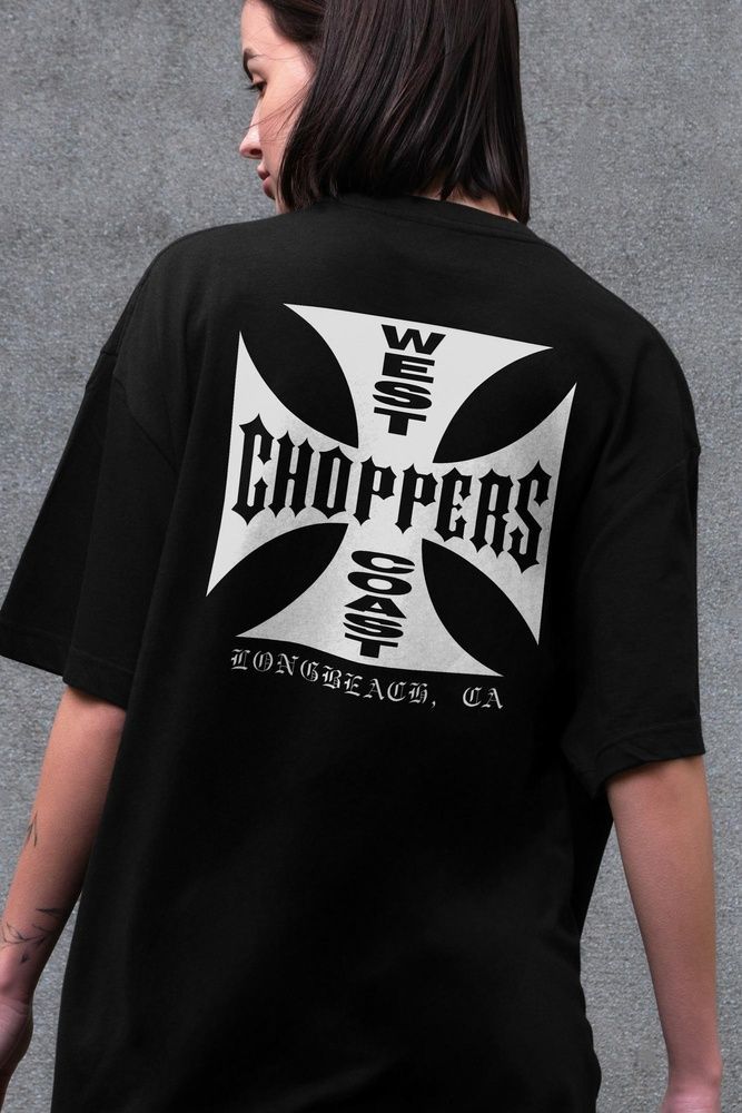 Женская Оверсайз Футболка С Принтом Without Choppers Black 8049451 фото