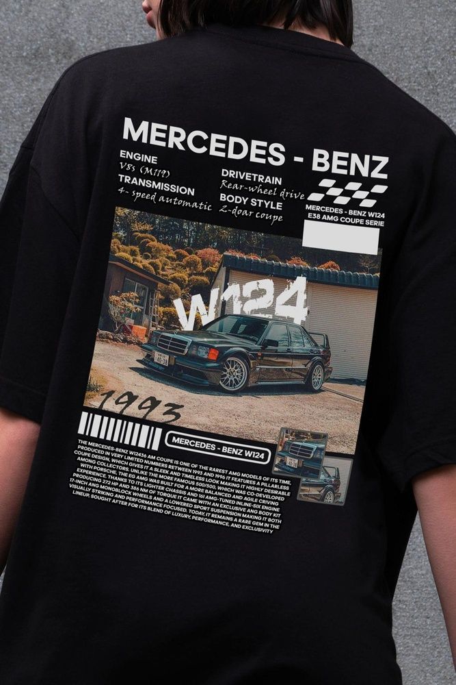 Жіноча Оверсайз Футболка Without З Принтом W124 Mercedes-Benz Black 8056304 фото