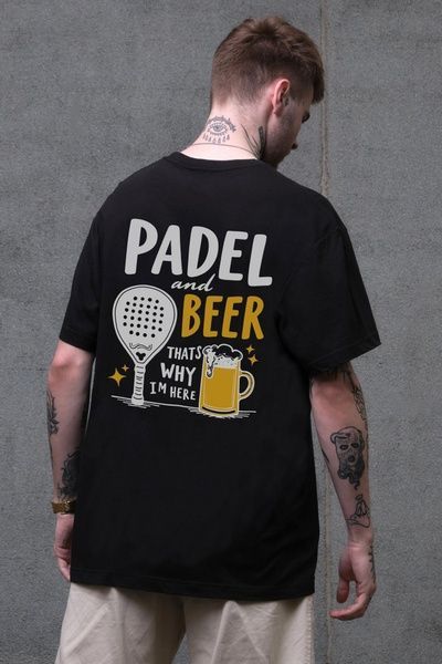 Чоловіча Оверсайз Футболка Without З Принтом Padel And Beer Black 8056271 фото