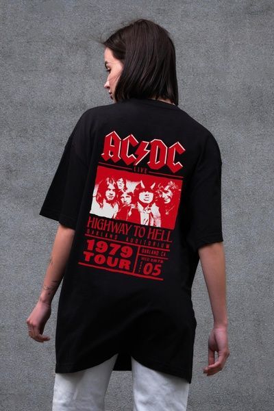 Жіноча Оверсайз Футболка Without З Принтом ACDC Black 8056222 фото