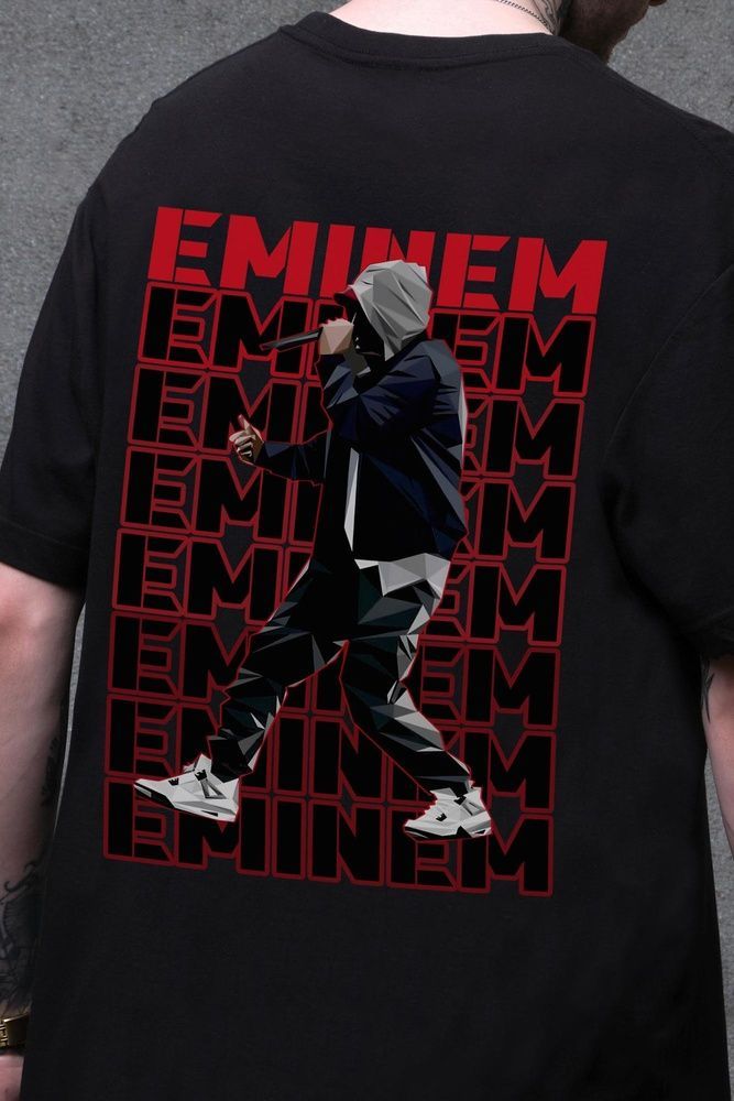 Чоловіча Оверсайз Футболка Without З Принтом Eminem Black 8056239 фото