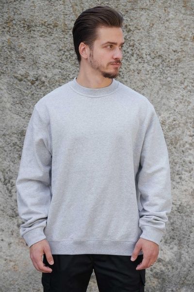 Чоловічий Утеплений Оверсайз Світшот На Флісі Without Solo Gray 8055469 фото