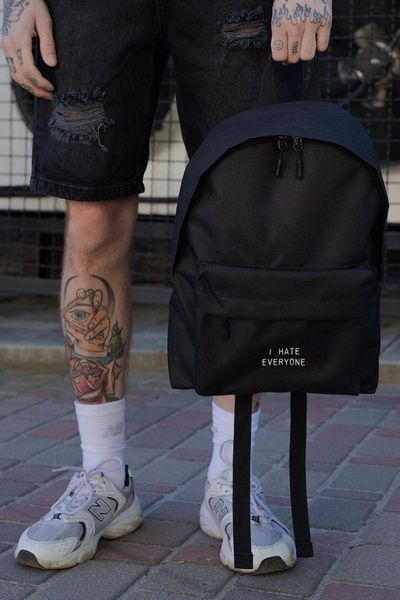 Чоловічий Повсякденний Рюкзак Шкільний Without Compact З Принтом Hate Black 8049964 фото