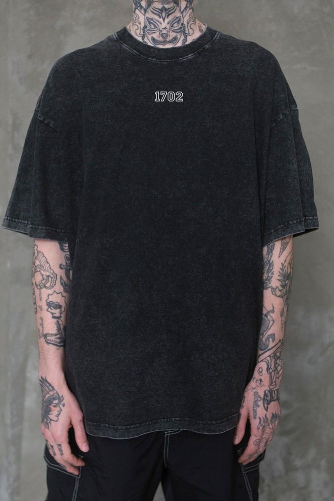 Чоловіча Виварена Оверсайз Футболка Without Washed З Принтом Senna Black 8056158 фото