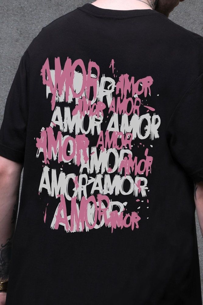 Чоловіча Оверсайз Футболка Without З Принтом Amor Black 8056223 фото