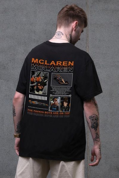 Чоловіча Оверсайз Футболка Without З Принтом Papaya Boys McLaren Black 8056275 фото