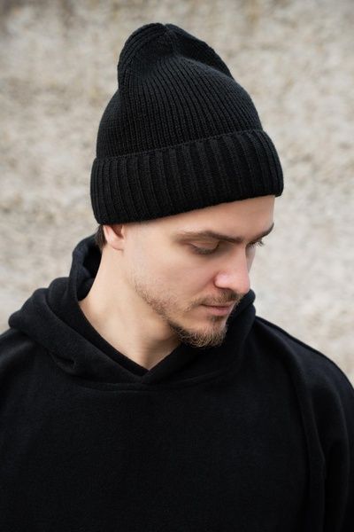 Чоловіча Зимова Трикотажна Шапка На Флісі Without Butch Black 8055963 фото